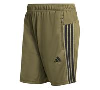 adidas Men's Workout Essentials All-Set 3-Stripes Knit Short Shorts, Olive strata/Black, M 9 inch