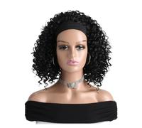 Short Afro Bouncy Curly Headband Wig Synthetic Curly Black Wigs for Black Women Daily Use Heat Resistant Fake Hair Adds Volume