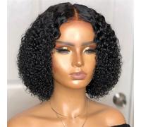 Short Afro Curly Bob Synthesis Hair Wigs With Bangs For Women Brazilian Remy Hair Natural Brown Kinky Curly Wigs