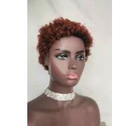 Short Afro Curly Not Human Hair Wigs,for Black Women Cut Kinky Curly Short Wigs,150 Percent Density Afro Wig,for African American Replacement Wigs Red-brown