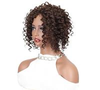 Short Afro Curly Synthetic Hair Topper Hair Pieces for Men and Women with Bangs Adds Volume(#8)