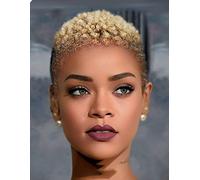 Short Afro Curly Not Human Hair Wigs for Black Women Pixie Cut Kinky Curly Short Wigs 150 percent Density Afro Wig for African American Replacement Wigs Natural 4inch Yellow