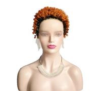 Short Afro Kinky Curly Wigs for Black Africa American Women, Short Pixie Cut Curly Wigs, Virgin Hair Curly Human Hair Ombre Color,Ombre 350