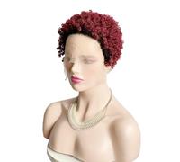 Short Afro Kinky Curly Wigs for Black Africa American Women, Short Pixie Cut Curly Wigs, Virgin Hair Curly Human Hair Ombre Color,B99