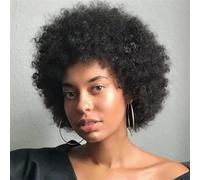 Short Afro Puff Kinky Curly Human Hair Wig Pixie Cut Bob Style Fluffy Brazilian Hair Wig For Women