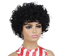 Short Afro Wigs For Black Women, Natural Black Shade, Soft, High-Temperature Synthetic Fiber, Breathable Cap For Comfortable Wear