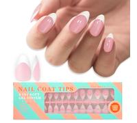 Short Almond Gel Tips - 15 Sizes, 150pcs Pink Soft Gel, French Nail Tips. DIY Press On Nails with Pre-Primer, Base & Color Gels