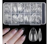 Short Almond Nail Tips - 12 Sizes Gel Nail Tips Oval - Pre Etched Clear Nails, Almond Nails, Natural Fit Full Cover Acrylic Fake Nails for Women DIY Salon Gel X Manicure & Nail Extension Tips 120Pcs