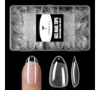 Short Almond Nail Tips, 240Pcs Half Matte Clear Soft Gel XS Short Almond Nails Tip, Full Cover Acrylic Fake Nails for French Nail Extensions DIY Manicure Art, 15 Sizes Visit the TOMICCA Store