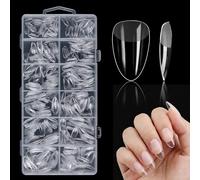 Short Almond Nail Tips, 600 Pieces, 12 Sizes, Nail Tips for Gel Nails, Soft Gel Tips, Full Cover Nail Tips for Acrylic Nails, Nail Art & DIY Nail Studio at Home