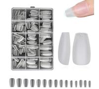 Short Almond Nail Tips - Clear Nail Tips, Soft Gel Full Cover Nail Tips for Soak Off Nail Extensions kit - 192PCS False Nails Acrylic Nail Tips 12 Sizes (Short Almond)