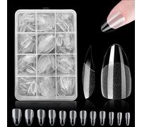 Short Almond Nail Tips - Clear Nail Tips, Soft Gel Full Cover Nail Tips for Soak Off Nail Extensions kit - 192PCS False Nails Acrylic Nail Tips 12 Sizes (Short Almond)