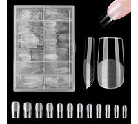 Short Almond Nail Tips - Clear Nail Tips, Soft Gel Full Cover Nail Tips for Soak Off Nail Extensions kit - 192PCS False Nails Acrylic Nail Tips 12 Sizes (Short Almond)