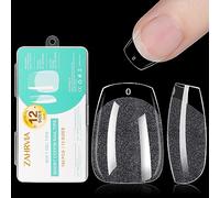 Short Almond Nail Tips - Clear Nail Tips, Soft Gel Full Cover Nail Tips for Soak Off Nail Extensions kit - 192PCS False Nails Acrylic Nail Tips 12 Sizes (Short Almond)