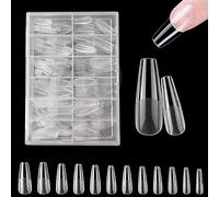 Short Almond Nail Tips - Clear Nail Tips, Soft Gel Full Cover Nail Tips for Soak Off Nail Extensions kit - 192PCS False Nails Acrylic Nail Tips 12 Sizes (Short Almond)