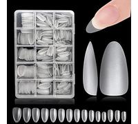 Short Almond Nail Tips - Clear Nail Tips, Soft Gel Full Cover Nail Tips for Soak Off Nail Extensions kit - 192PCS False Nails Acrylic Nail Tips 12 Sizes (Short Almond)