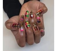 Short Almond Nails Tips Fake Glues on Stick on Press on Artificial False for Womens Girls Design False