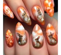 Short Almond Press On Nails 24Pcs Gradients Fake Nails In 12 Sizes Glossy False Nails Acrylic Stick On Nails For Womens