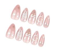 Short Almond Press On Nails 24Pcs New Year Fake Nails In 12 Sizes Glossy False Nails Acrylic Stick On Nails For Womens