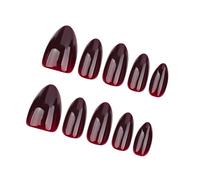 Short Almond Press On Nails 30Pcs Wine Redness Fake Nails In 15 Sizes Glossy False Nails Acrylic Stick On Nails Women