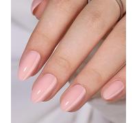 Short Almond Press On Nails - Findigit Pink Press on Nail Soft Gel Stick On Nail with Nail Glue, Fit Natural Reusable Glue On Nails 16 Sizes - 32 Nail Kits Almond Grace