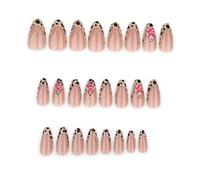 Short Almond Press On Nails French Leopard Flowers Acrylic Nails For Women The Unique Nails Manicure Experience Elegant Animal Print Nail
