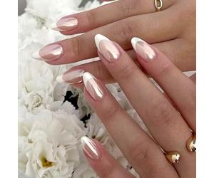 Short Almond Press On Nails With French Tip White Edge & Nude Pink Glossy Finish - Reusable Acrylic Look Fake Nails Set For Women Brides Easy Application Everyday Wear Wedding Special Occasion