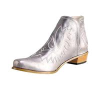 Short Ankle Boots Women's Ankle Boots Women's Fashion Embroidery Platform Boots Holiday Party Boots Retro Roman Casual Boots Pointed Ankle Shoes Ankle Boots Women with Heel Ergonomic, silver, 5 UK