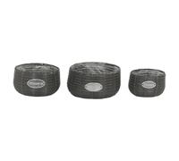 (Short, Anthracite ) 3 Pc Rattan Design Flower Plant Pot Planter Basket