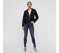 Short Biker Jacket in Faux Leather Black