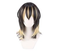 Short Black and Blonde Cosplay Wigs for Men Short Two Tone Wig with Bangs Realistic Anime Costume Heat Resistant Synthetic Wigs for Cosplay Party