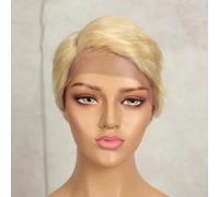 Short Black Cut Human Hair Wigs Women Colored T Part Lace Wig Blonde Ombre Brown Hair Wig-8inches-613
