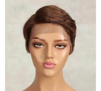 Short Black Cut Human Hair Wigs Women Colored T Part Lace Wig Blonde Ombre Brown Hair Wig-8inches-P4-30