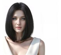 Short Black Wig,Bob Wigs Middle Part Bob Wigs Heat Resistant | Heat resistant synthetic fiber,adjustable straps,natural black,short bob style,for parties,weddings,daily wear