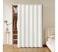 Short Blackout Curtains for Bathroom & Bedroom, 51.2" W x 66.9" H Solid White Room Divider, Self-Adhesive Sliding Door Privacy Screen, Noise-Reducing Window Treatment