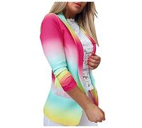 Short Blazer Women's Festive Blazer Elegant Long Sleeve Transition Jacket Autumn Summer Jacket Colour Gradient Blazer Lightweight Summer Jacket 2023 Women's Blazer Colourful Cardigan Transition