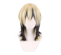 Short Blonde and Black Cosplay Wigs for Men Short Two Tone Wig with Bangs Realistic Anime Costume Heat Resistant Synthetic Wigs for Cosplay Party