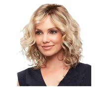 Short Blonde Curly Bob Wig Lace Front Ombre Wavy Heat Resistant Synthetic Hair for Women