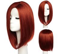 Short Bob Copper Red Wigs for Women Neck Length Full Wig Natural Honey Red Color Looking with Wig Cap
