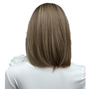 Short Bob Gold Ombre Wig for Women,14" Shoulder Length Wig with Bangs, Natural Looking Synthetic Heat Resistant Fiber Wigs for Daily Party Use