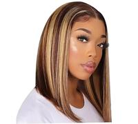 Short Bob Wig, 12inch Side Part Honey Blonde Wig, Lace Front Straight Short Wigs for Black Women
