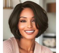 Short Bob Wig, Dark Brown, Straight Style, Natural Looking Women's Hair Piece (Brown)