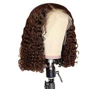 Short Bob Wig Glueless Lace Front Wig, Lace Front Glueless Wigs Short Curly Wet And Wavy Bob Wigs, for Daily Wear & Party (Light Brown)