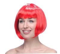 Short Bob Wig,Halloween Wigs for Women Red Bob Wig and Sunglasses Set Short Straight Party Wig with Bangs Halloween Cosplay Wig for Halloween Fancy Dress
