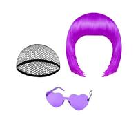 Short Bob Wig - Neon Cosplay Headpiece | Halloween Wig Props,for Women Girls Stage Performance Content Creators Themed Events Comic Conventions Costume Parties Film Making Masquerade