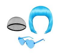 Short Bob Wig,Neon Cosplay Headwear - Halloween Wig Props - for Women Girls Stage Performance Content Creators Themed Events Comic Conventions Costume Parties Masquerade School Plays