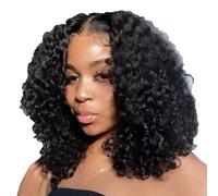 Short Bob Wigs Deep Hair Density Deep Curly Pre Plucked Wet and Wavy Glueless Transparent Wig for Women Natural Hairline 12in