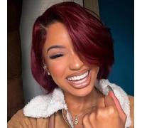 Short Bob Wigs,Women Wine Red Wavy Curly Wig with Bangs Natural Synthetic Heat Resistant Hair Wig,for women Cosplay or Daily Use