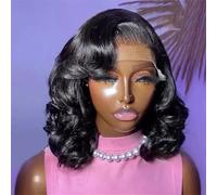 Short Body Wave Bob Wigs Human Hair Transparent Lace Frontal Wigs Pre Plucked Glueless