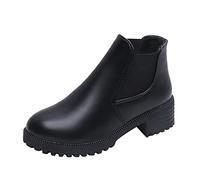 Short Boots Women's Ankle Shoes Non-Slip Platform Boots Pure Colour Casual Boots Ankle Boots Women's with Heel Elegant Retro Fashion Biker Boots Classic Simplicity Work Shoes, black, 6 UK